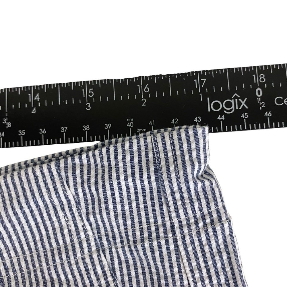 Nylora Womens Baggy Taper Cargo Crop Pants One Size Fits Most Striped Navy White - Picture 8 of 12
